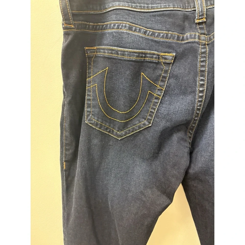 True Religion Blue Geno Relaxed Slim Jeans Mens Size 43x32 Embroidered Logo